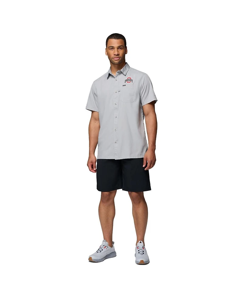 Columbia Men's Gray Ohio State Buckeyes Slack Tide Camp Button-Up Shirt