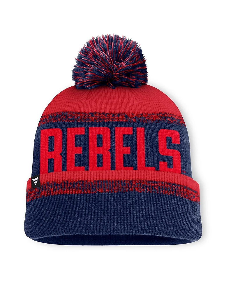 Fanatics Men's Navy/Red Ole Miss Rebels Thrive Cuffed with Pom Knit Hat