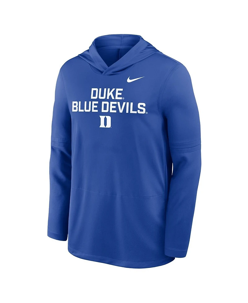 Nike Men's Royal Duke Blue Devils 2025 Sideline Performance Long Sleeve Hoodie T-Shirt