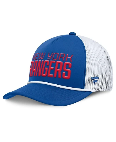 Fanatics Men's Blue/White New York Rangers Heritage Dutch A-Frame Trucker Adjustable Hat