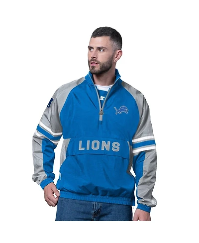 Starter Men's Blue Detroit Lions Prospect Half-Zip Pullover Sweatshirt