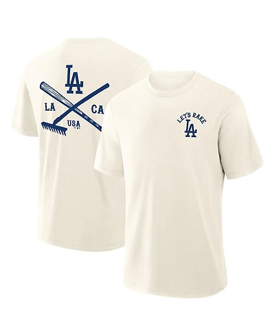 Fanatics Men's Cream Los Angeles Dodgers Nostalgia Stadium Slub T-Shirt