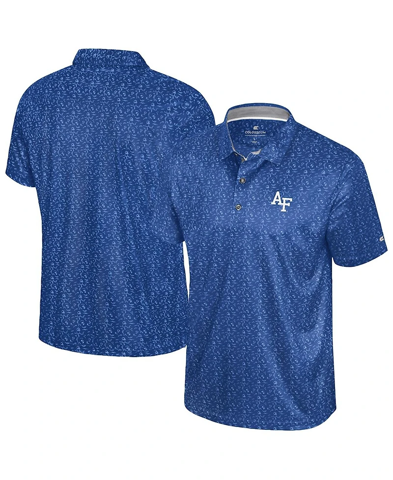 Colosseum Men's Royal Air Force Falcons Football Print Polo Shirt