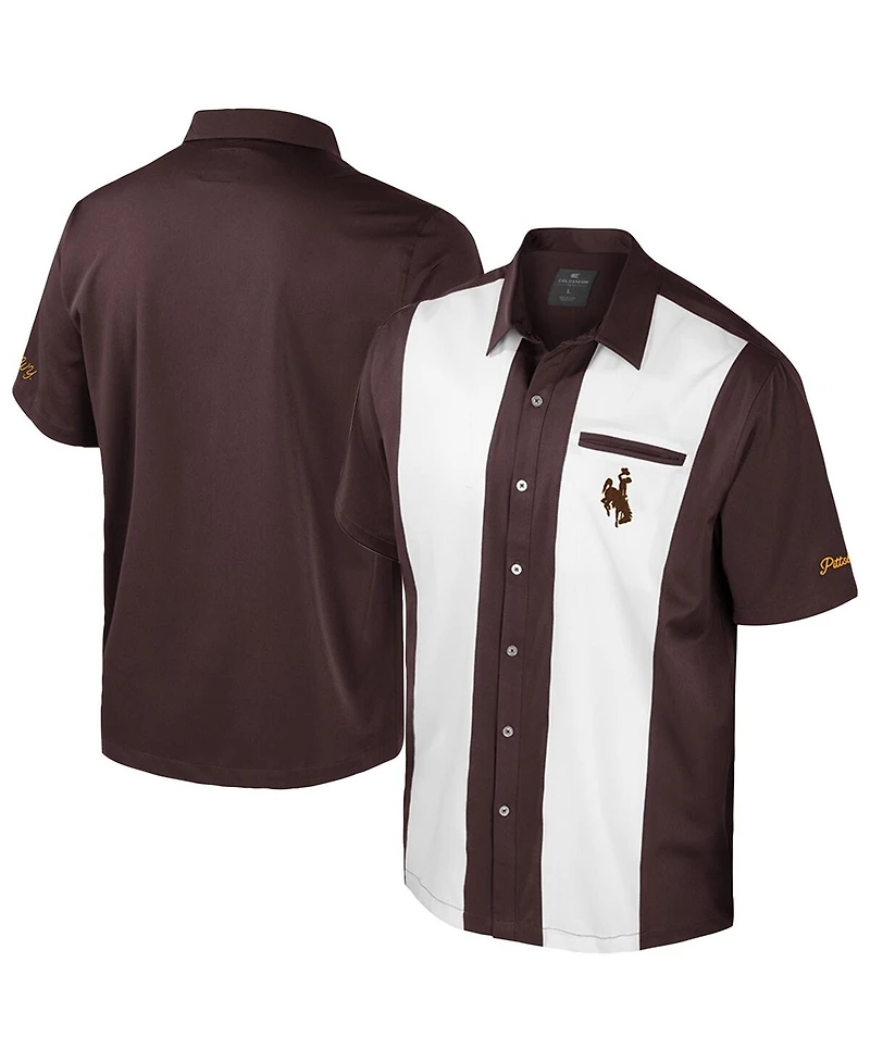 Colosseum Men's Brown Wyoming Cowboys Strike Bowling Button-Up Shirt
