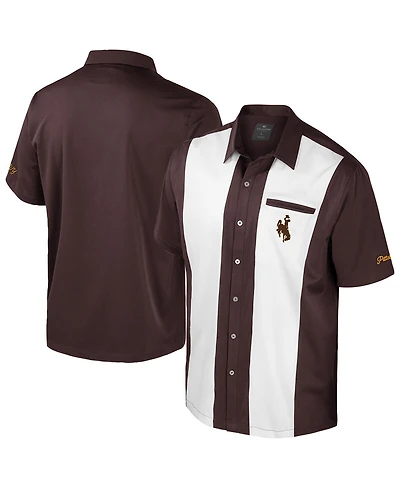 Colosseum Men's Brown Wyoming Cowboys Strike Bowling Button-Up Shirt