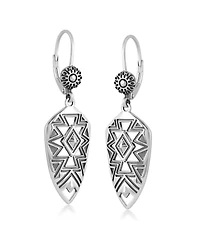 American West Jewelry Sterling Silver Patterned Dangle Lever Back Earrings