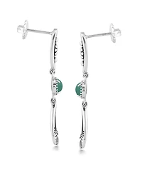American West Jewelry Sterling Silver Green Turquoise Teardrop Double Loop Gemstone Earrings
