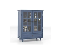 Casainc Storage Cabinet with Double Glass Doors and Drawer