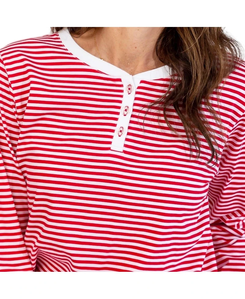 Sant and Abel Women's Red Stripe Jersey Long Pj Set