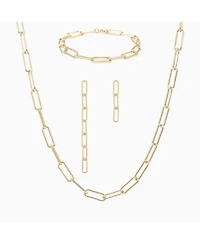 Sterling Silver 18k Gold Plated Amelia Chain Statement Bracelet, Necklace & Mismatching Earrings Set