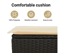 Garden Sofa Black Pe Rattan 2-Seater Adjustable Armrests