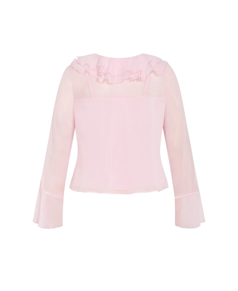 City Chic Plus Luscious Sheer Ruffles Top
