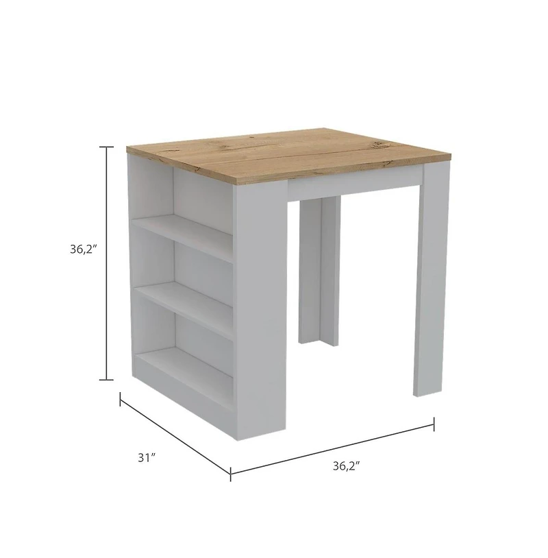 Tuhome Tanna Kitchen Island White / Light Oak Mdf