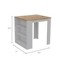 Tuhome Tanna Kitchen Island White / Light Oak Mdf