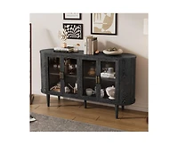 Casainc Farmhouse Storage Cabinet with Glass Doors and Adjustable Shelves