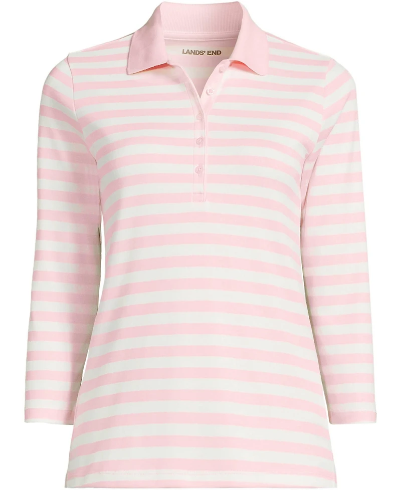 Lands' End Women's Plus Supima Cotton 3/4 Sleeve Polo Shirt