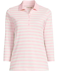 Lands' End Women's Plus Supima Cotton 3/4 Sleeve Polo Shirt
