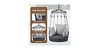 Flynama Gray Outdoor Hanging Swing Chair with 8 Inch Waterproof Cushion
