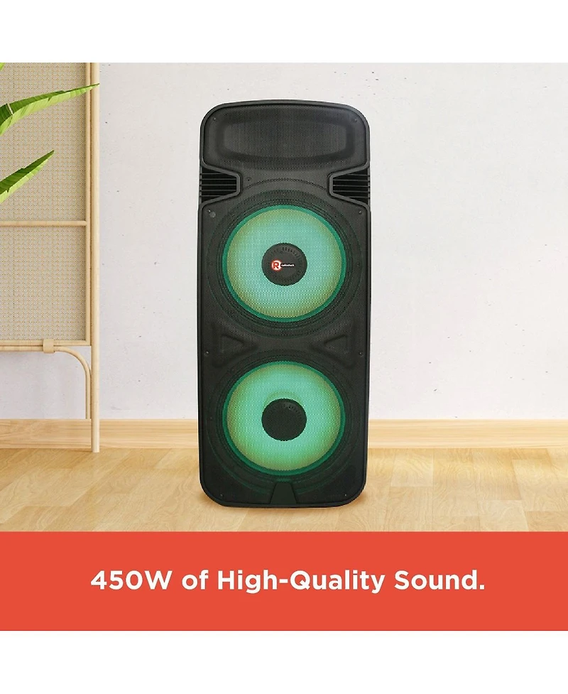 RadioShack 450W Party Tower Pa Speaker With Two 15 inch Woofers With Lights and Fm Radio 4001944