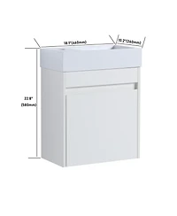Casainc 18 Inch Bathroom Vanity with White Resin Sink and Soft-Close Cabinet Door