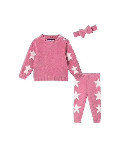 Andy & Evan Baby Girls Star Icon Sweater w/Pant Headband Set