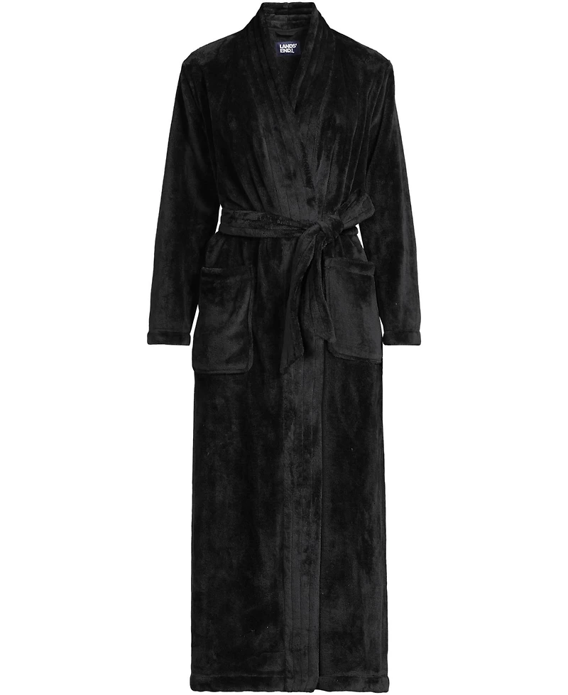 Lands' End Plus Cozy Plush Long Wrap Robe