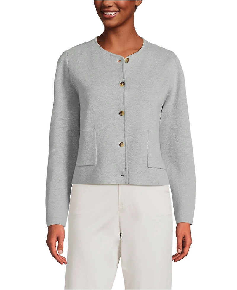 Lands' End Women's Petite Fine Gauge Cotton Milano Blazer Sweater