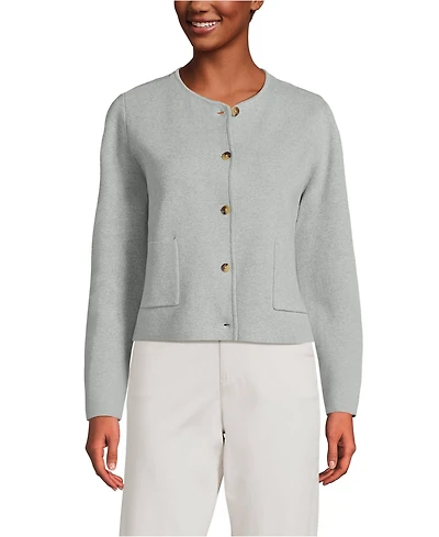 Lands' End Women's Petite Fine Gauge Cotton Milano Blazer Sweater