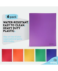 Plastic Folders with Pockets and Prongs, Black Two Pocket Folder Brads, 6 Pc –by Enday