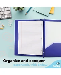 Plastic Folders with Pockets and Prongs, Black Two Pocket Folder with Brads, 6 Pc –by Enday