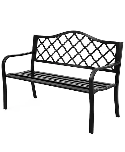 50'' Patio Garden Bench Loveseats Park Yard Furniture Decor Cast Iron Frame