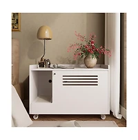 Zeus & Ruta White Hidden Litter Box Cabinet with Storage Bench
