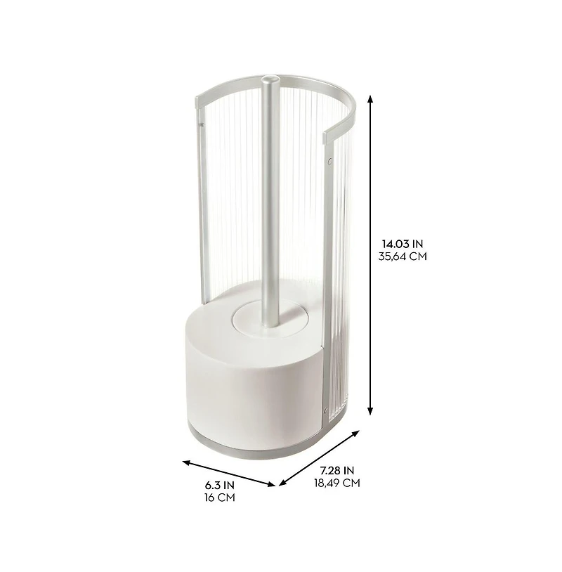 iDesign Fluted Plastic Toilet Brush and Holder - Clear/Satin/Gray