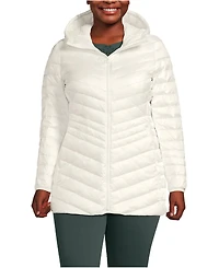 Lands' End Plus Wanderweight Packable Down Hooded Long Jacket