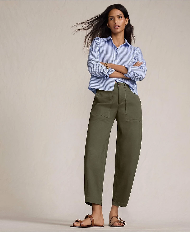 Lands' End Women's Chino High Rise Barrel Leg Utility Ankle Pants