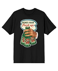 7UP Men's Here's your Fresh Up! Hand with 3 Bottle og Green Softdrinks Black Short Sleeve Adult T-Shirt