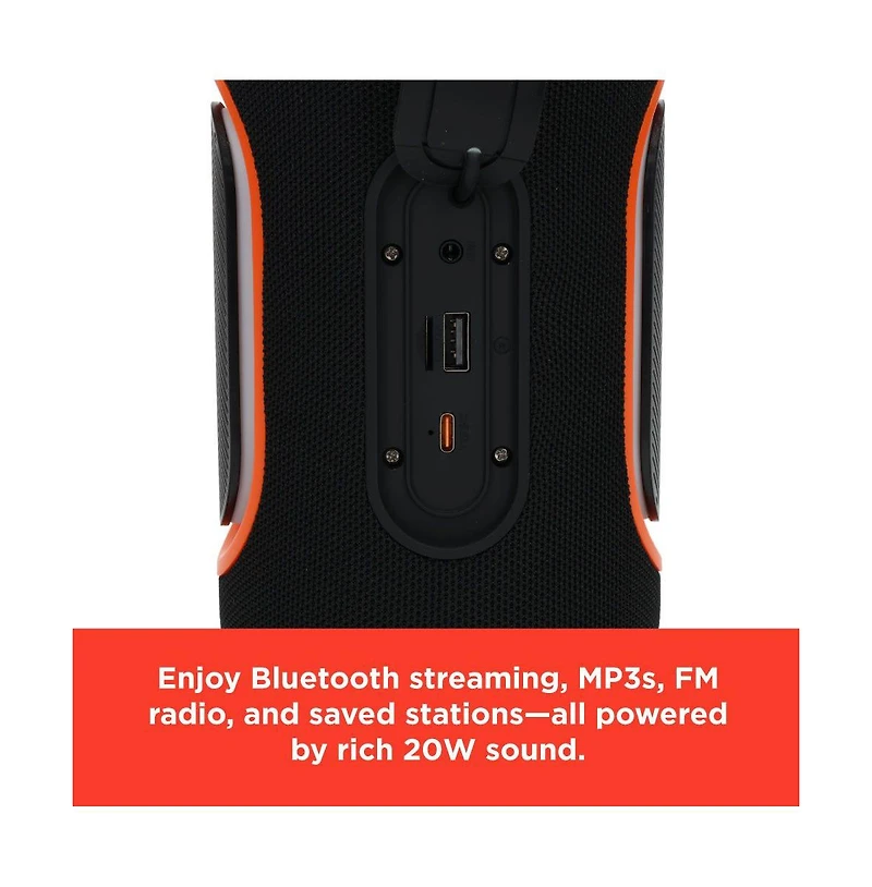 RadioShack Wireless Speaker, 20W, Bluetooth 5.3, Rgb Lights, Waterproof IPX5, Portable 4001779 Black