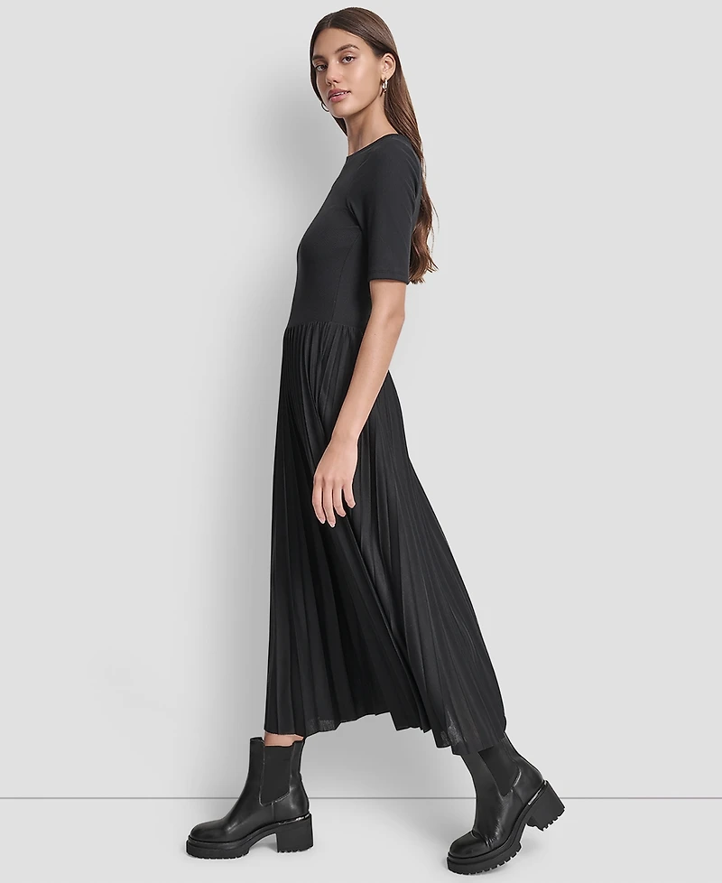 Dkny Jeans Women's Ballet Sleeve Pleated Midi Dress