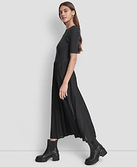 Dkny Jeans Women's Ballet Sleeve Pleated Midi Dress