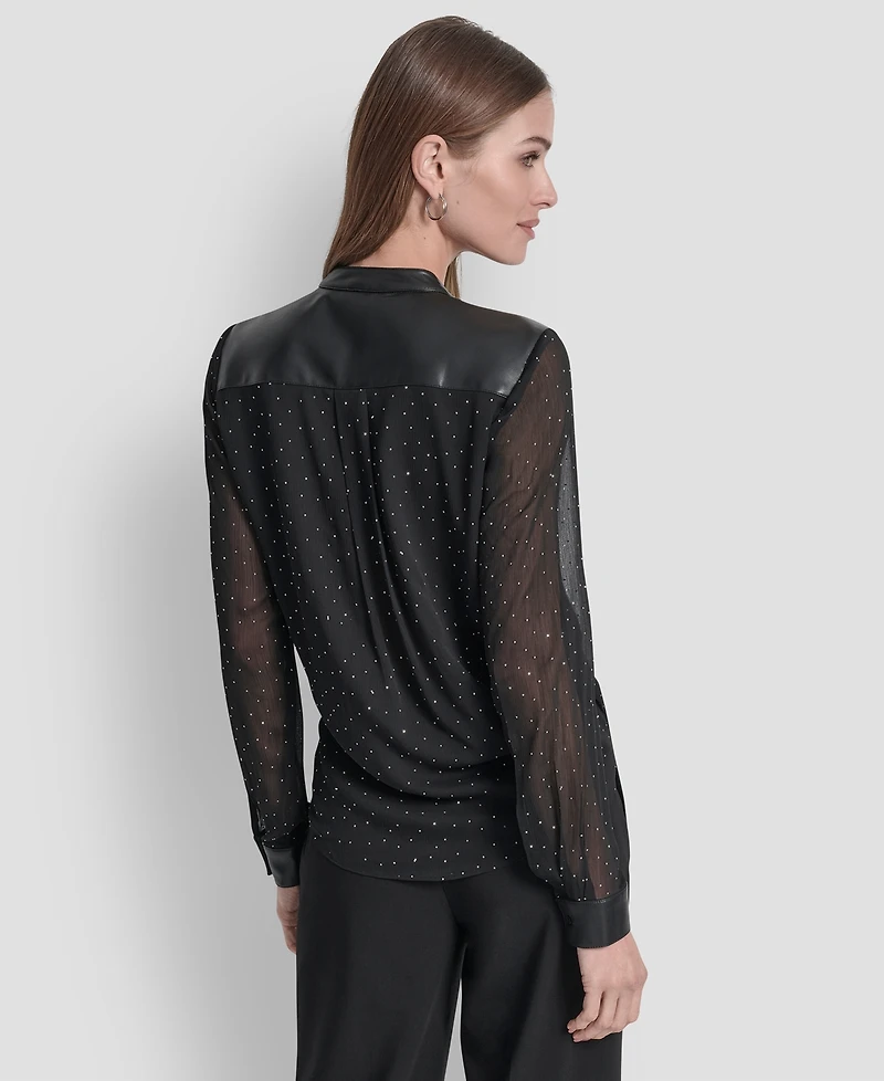 Dkny Women's Embellished Surplice Neck Top