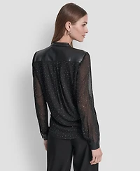 Dkny Women's Embellished Surplice Neck Top