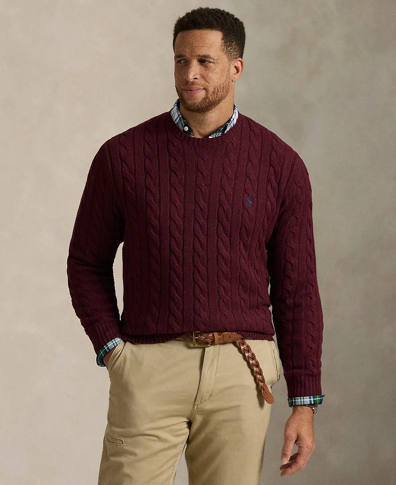 Polo Ralph Lauren Men's Big & Tall Cable-Knit Cotton Sweater
