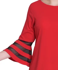 Ny Collection Women's Shadow Stripe Elbow Sleeve Dress