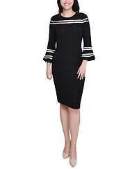 Ny Collection Women's Long Bell Sleeve Dress