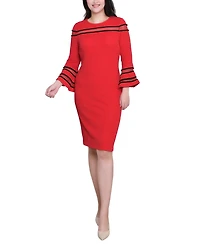 Ny Collection Women's Long Bell Sleeve Dress