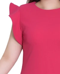 Ny Collection Women's Ruffle Sleeve Scuba Dress
