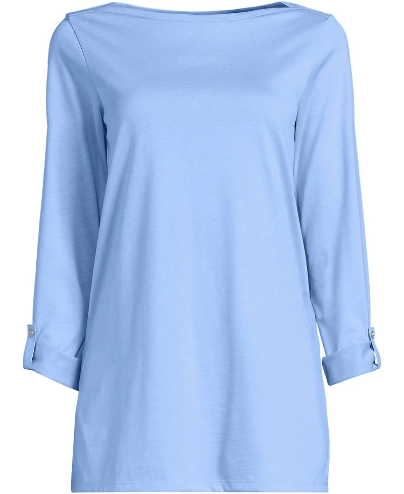 Lands' End Women's Plus Supima Cotton Adjustable 3/4 Sleeve Boatneck Tunic
