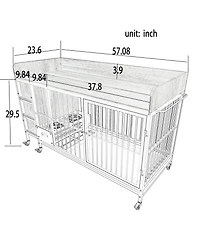 Aostirmotor 57 in. W x 33 in. H x 24 in. D Large Pet Cage with Storage Rack Drawers with Stainless Steel Food in Black