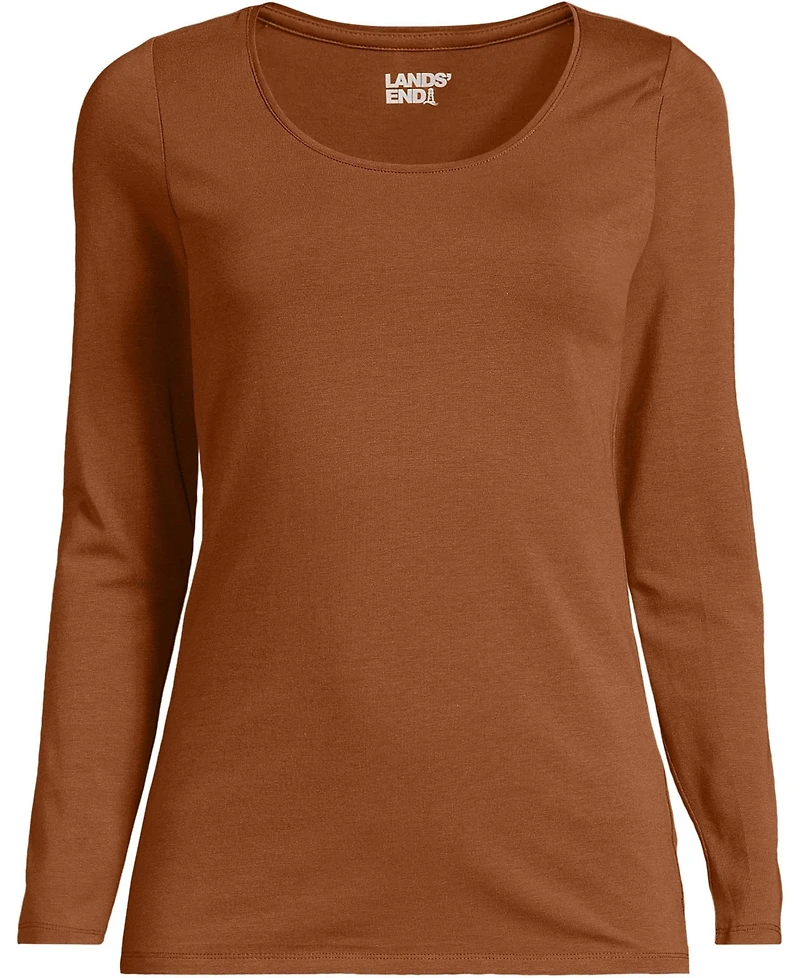 Lands' End Women's Lightweight Jersey Skimming Long Sleeve Scoop Neck T-shirt