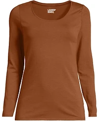 Lands' End Women's Lightweight Jersey Skimming Long Sleeve Scoop Neck T-shirt